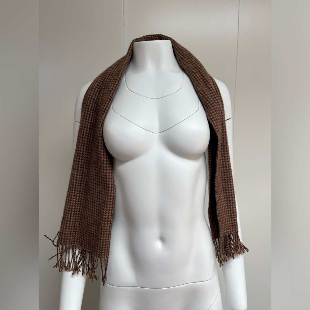 Pierre Cardin Brown Wool Scarf with Fringe